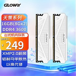 GLOWAY 光威 16GB(8Gx2)套装 DDR4 3600 台式机内存条 天策系列-皓月白
