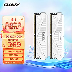 GLOWAY 光威 16GB(8Gx2)套装 DDR4 4000 台式机内存条 天策系列-皓月白