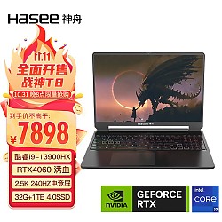 Hasee 神舟 战神T8D9 16英寸游戏本（i9-13900HX、32GB、1TB、RTX4060）