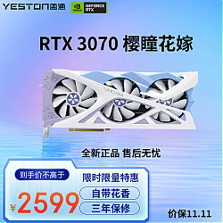 yeston 盈通 GeForce RTX3070 8G D6 樱瞳花嫁纪念版