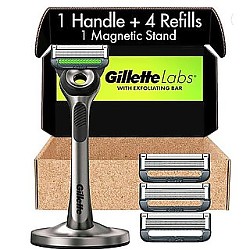 Gillette 吉列 Labs 带去角质棒的男士剃须刀（手柄*1+剃须刀片补充装*4+高级磁性支架*1）
