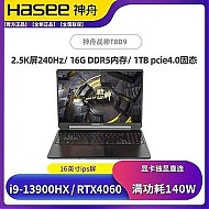Hasee 神舟 战神T8D9游戏本i9-13900HX RTX4060笔记本16英寸2.5K屏240Hz