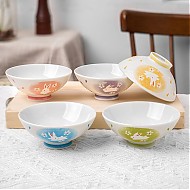 美浓烧 Mino Yaki） 日本进口陶瓷米饭碗家用简约釉下彩精致小碗日式餐具 樱花玉兔