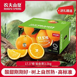 农夫山泉 17.5°度橙 脐橙 新鲜橙子 水果礼盒 生鲜 （净重7斤）3.5KG铂金果