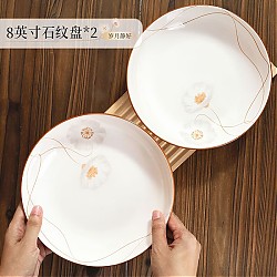 有券的上：晋宝源 中式碗碟盘 陶瓷套装  8英寸*2盘