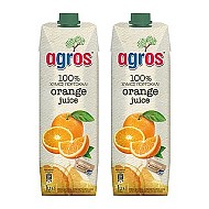 agros 莱果仕 100%橙汁 1L*2瓶