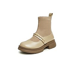 BASTO 百思图 2023冬季新款商场同款时髦法式复古袜靴粗跟女短靴