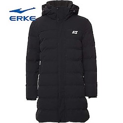 ERKE 鸿星尔克 充绒量300克，鸿星尔克男女款2023中长款羽绒服秋冬加棉加厚防风保暖户外外套