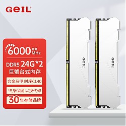 GeIL 金邦 48G(24GX2)套装 6000 DDR5内存条白色CL40