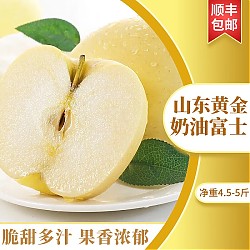 之味珍选 山东烟台黄金奶油富士苹果4.5-5斤 果径70mm+ 生鲜年货送礼