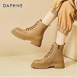 DAPHNE 达芙妮 时尚马丁靴百搭靴子加绒工装靴休闲短靴