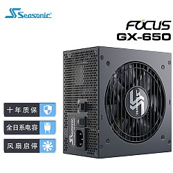 Seasonic 海韵 金牌全模FOCUS GX650W电源 全日系电容14cm小身形 3代温0dBA