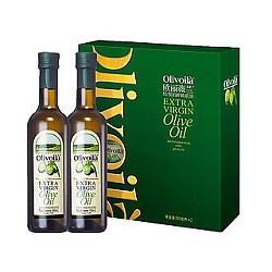 88VIP：欧丽薇兰 特级初榨橄榄油500ml*2瓶礼盒 送礼冷榨食用油原油进口