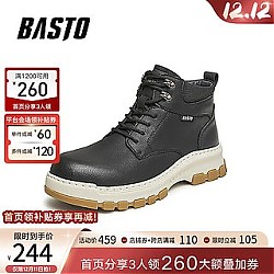 BASTO 百思图 时髦运动休闲时装靴厚底男低靴EDD01DD3 黑色 38