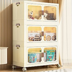 稻草熊 收纳柜家用储物柜可折叠衣柜客厅玩具零食柜置物柜衣服整理箱柜子 三层
