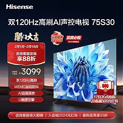 Hisense 海信 电视75S30 75英寸电视 4K超高清 120Hz MEMC防抖 2+32GB