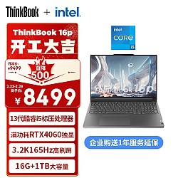 Lenovo 联想 ThinkBook 16p 2023款 十三代酷睿版 16.0英寸 轻薄本 灰色