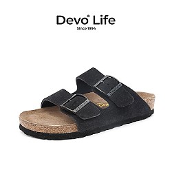 Devo 的沃 Life的沃软木拖鞋  情侣 反绒牛皮