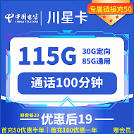 中国电信 川星卡 19元月租 （115G全国流量+100分钟通话+一年视频会员）赠贵妃芒、五斤
