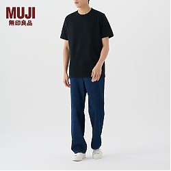 MUJI 無印良品 无印良品（MUJI）男式 棉混 抗菌T恤 男士短袖打底衫男款 FA02CC3A 黑色 XL (180/104A)