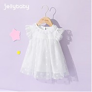 JELLYBABY 2024年夏季新款儿童女童公主裙连衣裙裙子 白色 100