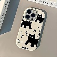 PaiTouGoo 泼墨英文三黑猫手机壳 适用于iPhone系列