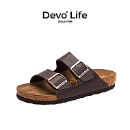 Devo 的沃 Life的沃软木拖鞋沙滩凉拖 棕色