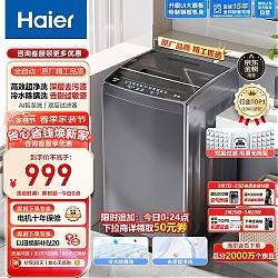 Haier 海尔 波轮洗衣机全自动小型 10公斤大容量 超净洗 立体蝶型水流 桶自洁 原厂品质