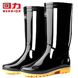 WARRIOR 回力 雨鞋男士款时尚雨靴户外防水不易滑耐磨HL807中筒黑色
