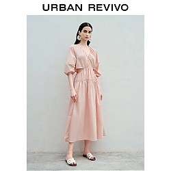 URBAN REVIVO UR季女装时髦设计感纯欲镂空连衣裙UWH732021 浅粉色 L