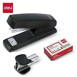 PLUS会员：deli 得力 0354 订书机3件套(订书器+订书钉+起钉器) 黑色