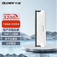 PLUS会员：GW 光威 天策系列 DDR4 3200MHz 台式机内存 马甲条 皓月白 16GB