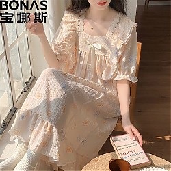 BONAS 宝娜斯 女士甜美短袖连衣睡裙 图案可选