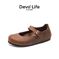 Devo 的沃 Life的沃软木鞋  休闲女鞋66009 深棕油蜡牛皮 35