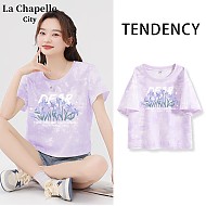 La Chapelle City 拉夏贝尔  女士纯棉短款短袖T恤 （ 凑单3件）