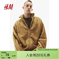 H&M 男装拉链泰迪绒上衣1207407 深米色 175/100
