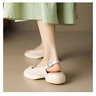 柚宏 露趾凉鞋女2023年夏季时尚休闲纯色粗跟凉鞋 米白色 38
