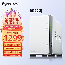 Synology 群晖 DS223j NAS网络存储服务器 私 双盘位