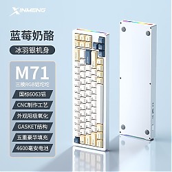 XINMENG 新盟 M71 71键 2.4G蓝牙 多模无线机械键盘 冰羽银 蓝莓奶酪 白玉轴 RGB