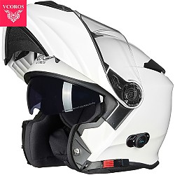 PLUS会员：VCOROS 一体式蓝牙揭面摩托车头盔  亮白/透明防雾