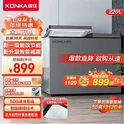 KONKA 康佳 220升 大容量家用商用冰柜 双箱双温冷柜 顶开门 一级能效 BCD-220DZP