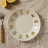 摩登主妇 奶油风陶瓷碗盘家用浮雕可爱餐具饭碗沙拉碗甜品碗 8.25英寸盘白色