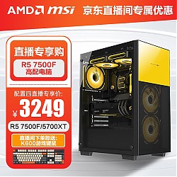 MSI 微星 AMD锐龙R5 7500F/RX6750XT电脑主机组装台式整机