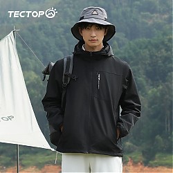 TECTOP 探拓 户外冲锋衣休闲夹克 男款黑色 XL