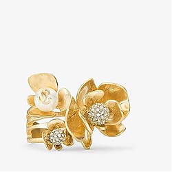 JIMMY CHOO 珍珠与水晶饰金色戒指 J000164434S