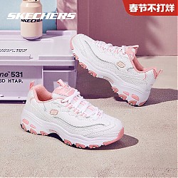 SKECHERS 斯凯奇 D'lites 1.0 女子休闲运动鞋 66666214/WPK 白色/粉红色 36.5