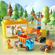 BLOKS 布鲁可积木 玩具大颗粒桶装宝1-3岁儿童礼物 百变工程车积木桶11030