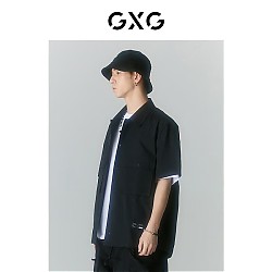 GXG 男装商场同款迷幻短袖衬衫22年夏季 黑色 175/L