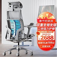 保友办公家具 Pofit 2代 智能人体工学椅电竞游戏椅电脑椅办公椅子 银白美国网 免安装
