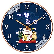 Tazxin 天极星钟表静音卡通招财时钟客厅家用免打孔圆形创意卧室时钟挂墙